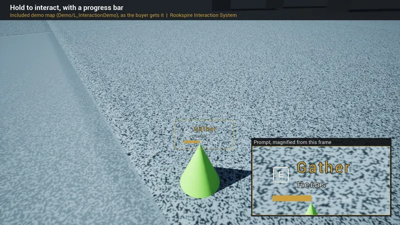 Included demo map: hold to gather, with a progress bar