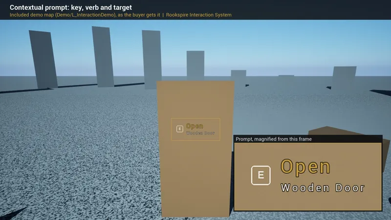 Included demo map: the contextual prompt, key, verb and target