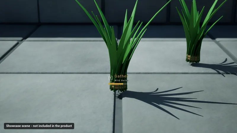 Gathering herbs with a timed hold (showcase scene, not included)